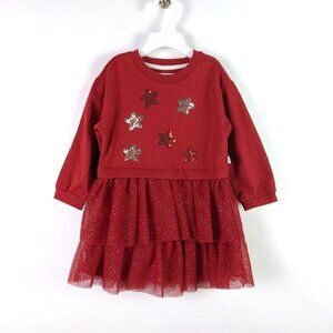 Sammy + Nat Toddler Girls 18/24M Red Dress Star Sequin Tulle Tutu Dress